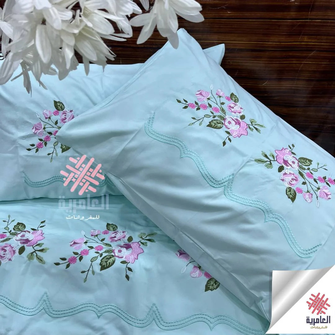 طقم ملاية ياسمينا مطرز كبير– 4 قطع 5117