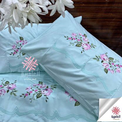 طقم ملاية ياسمينا مطرز كبير– 4 قطع 5117