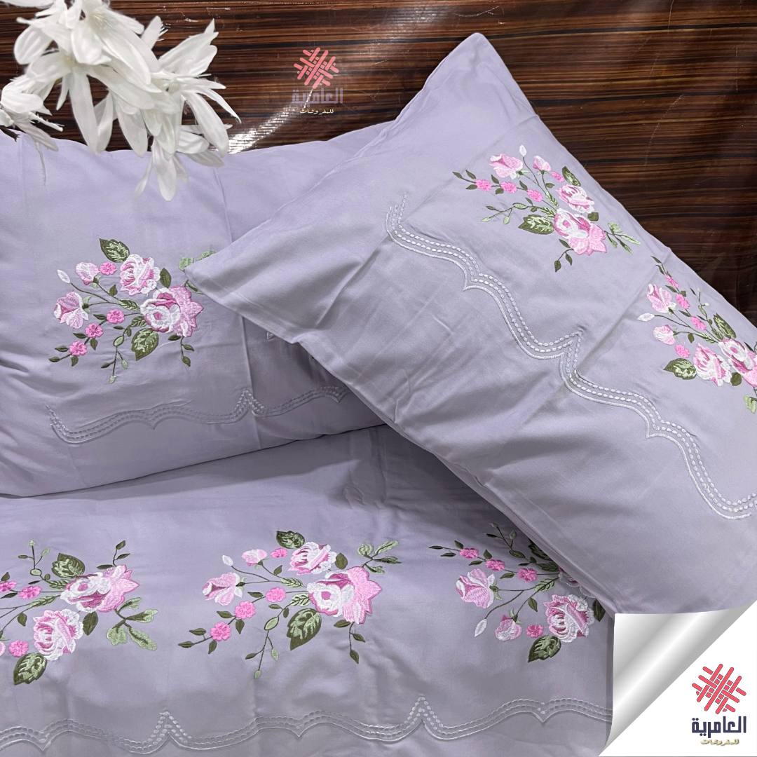 طقم ملاية ياسمينا مطرز كبير– 4 قطع 5117