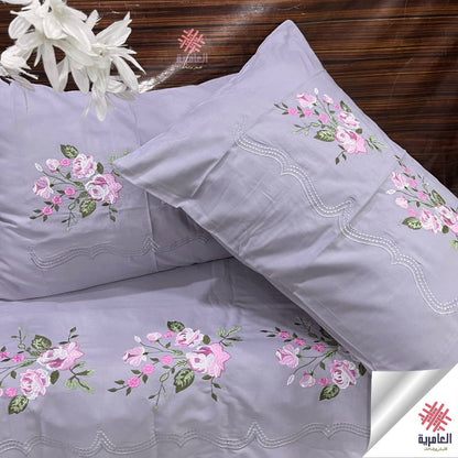 طقم ملاية ياسمينا مطرز كبير– 4 قطع 5117