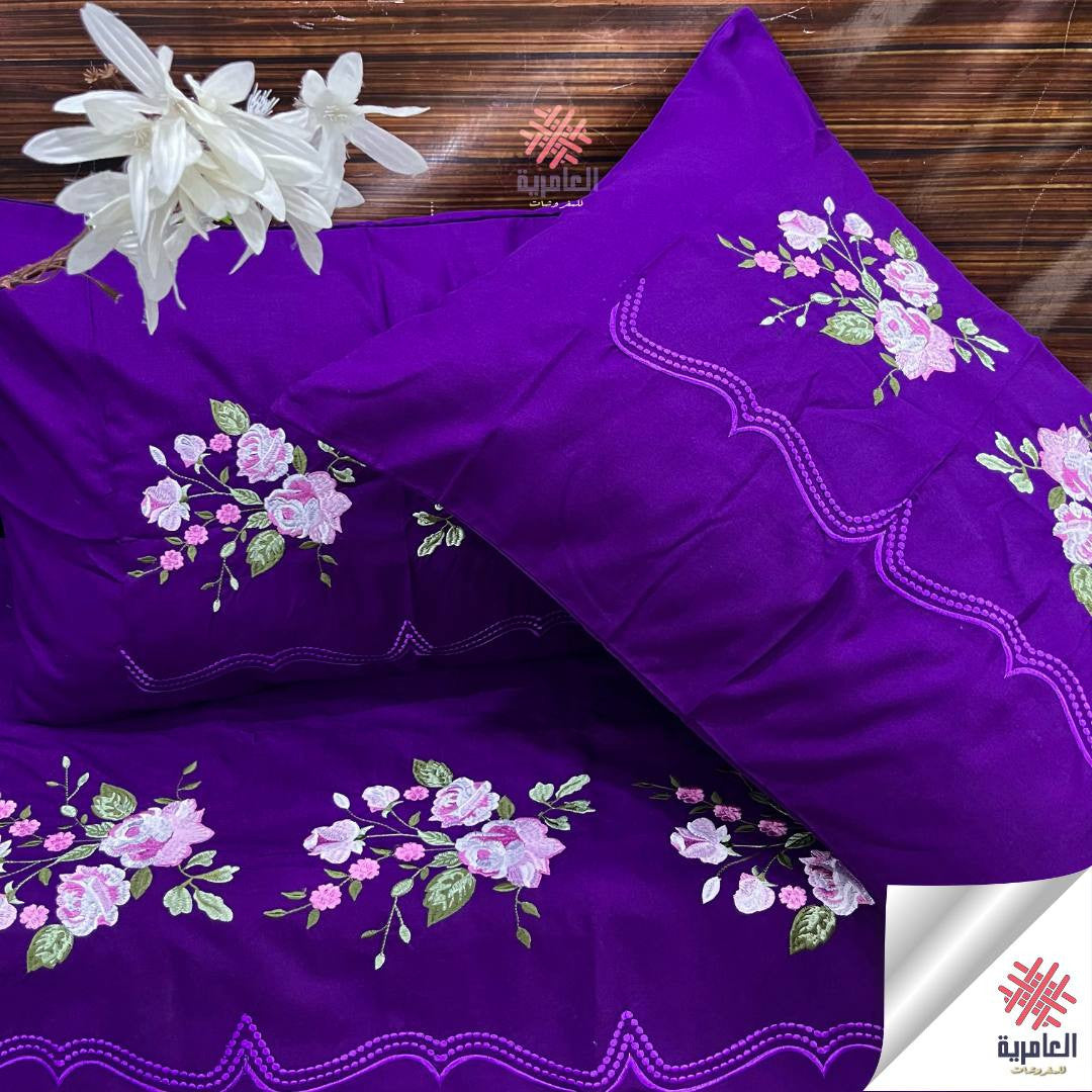 طقم ملاية ياسمينا مطرز كبير– 4 قطع 5117