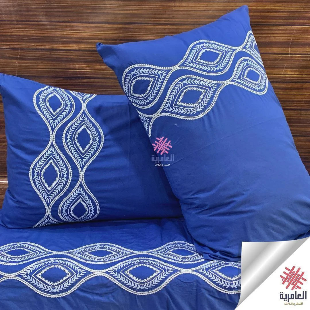 طقم ملاية مطرز عنو بتصميم عيون فخم – 4 قطع 5123