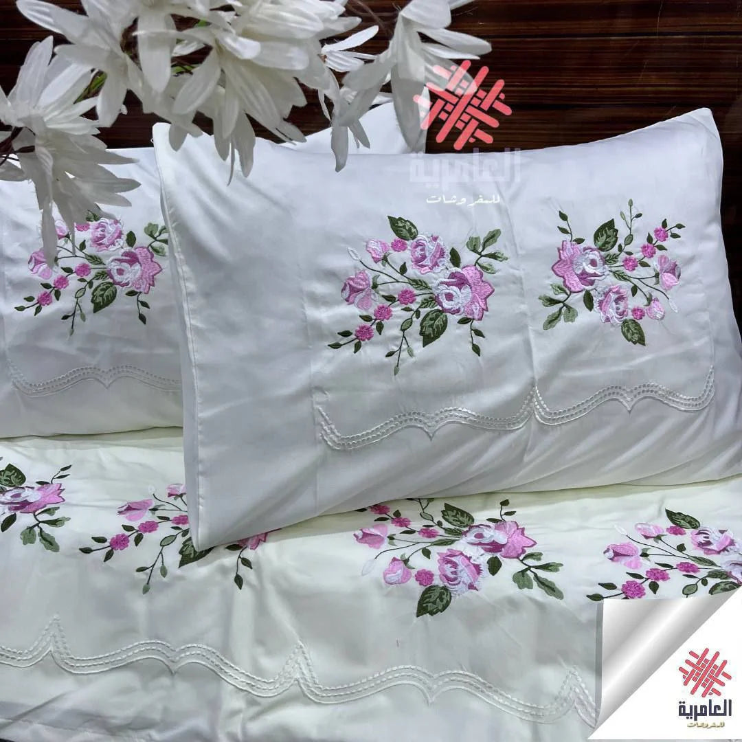 طقم ملاية ياسمينا مطرز كبير– 4 قطع 5117