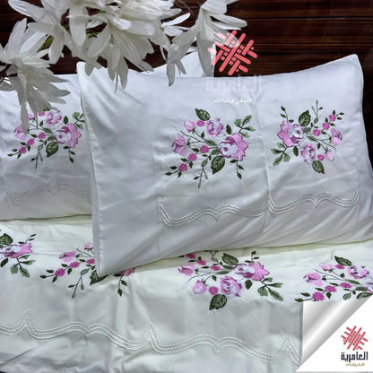طقم ملاية ياسمينا مطرز كبير– 4 قطع 5117