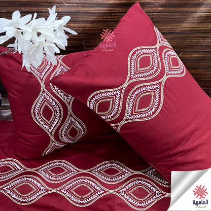 طقم ملاية مطرز عنو بتصميم عيون فخم – 4 قطع 5123