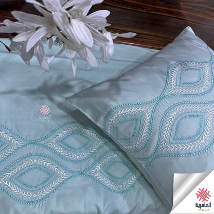 طقم ملاية مطرز عنو بتصميم عيون فخم – 4 قطع 5123