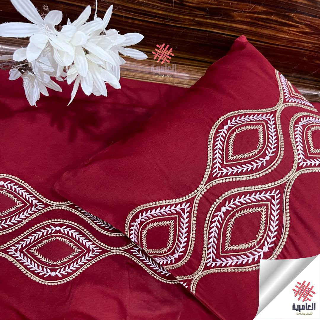 طقم ملاية مطرز عنو بتصميم عيون فخم – 4 قطع 5123