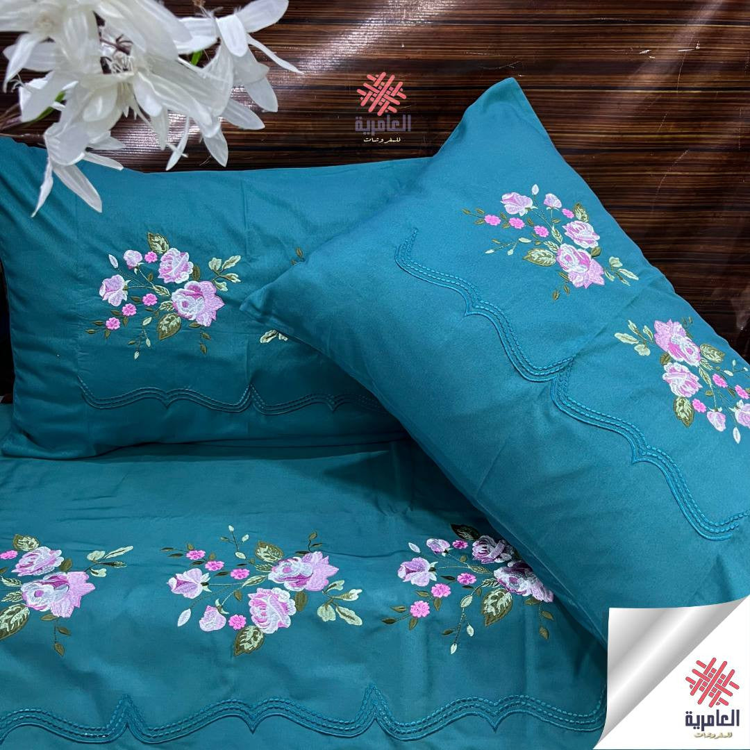 طقم ملاية ياسمينا مطرز كبير– 4 قطع 5117