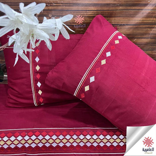 طقم ملاية مطرز بتصميم مثلثات – 4 قطع 5119